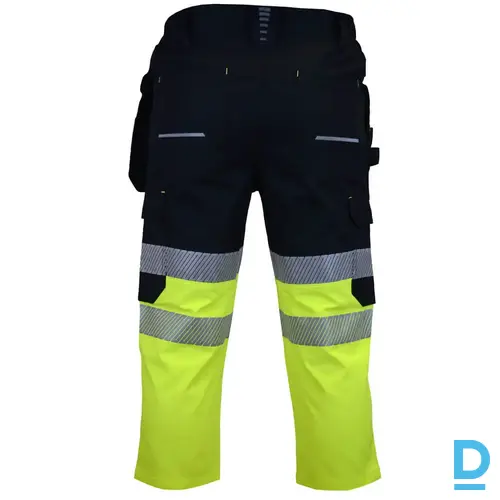 Darba Bridži Šorti ar Nokarenām Kabatām HI-VIS K0811H 4 WAYS FULL STRETCH YKK Reflective Cordura Black Drošības Darba Apģērbi Specapģērbi Aizsargapģērbi