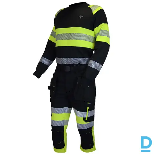 Darba Bridži Šorti ar Nokarenām Kabatām HI-VIS K0811H 4 WAYS FULL STRETCH YKK Reflective Cordura Black Drošības Darba Apģērbi Specapģērbi Aizsargapģērbi