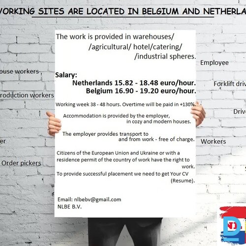 WE OFFER WORK in NETHERLANDS and BELGIUM 