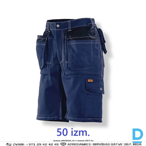 JOBMAN SILVERLINE Darba Šorti ar Nokarenām Kabatām 100 Cotton Multipocket Blue SWEDEN Drošības Darba Apģērbi Specapģērbi Aizsargapģērbi