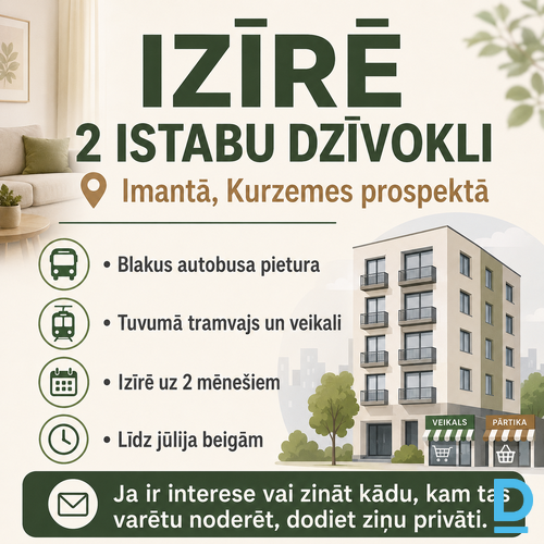 Izīrē dzīvokli , 48m², 2 ist.