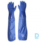 Перчатки ПВХ синие длинные 65см 10изм