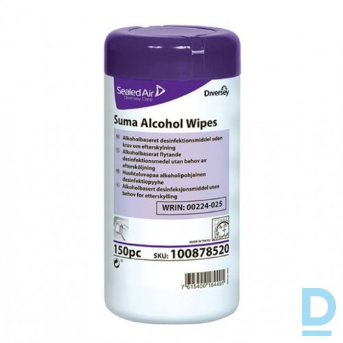 Roku dezinfekcijas līdzeklis Diversey Dezinfekcijas salvetes rokām un virsmām - Suma Alcohol Wipes 150 gab.