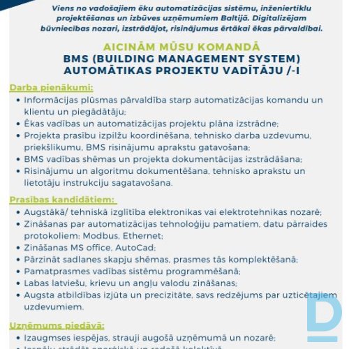 Projekta vadītājs / direktors, vakance