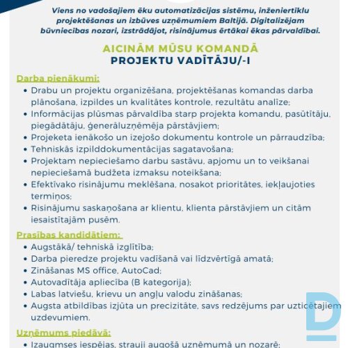 Projekta vadītājs / direktors, vakance