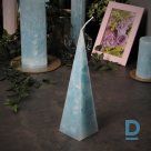Light blue pyramid candle 23 x 5.5 cm