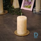 Cream colored cylinder candle 10.4 x 6 cm
