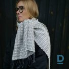Hand woven linen & merino wool scarf with fringes ROCKY
