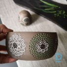 Керамическая миска для завтрака цветок зеленый - серый