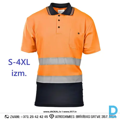 Darba Polo Krekls Hi-Vis FLASH Brixton Work Polo Shirt Reflective Safety Workwear Orange Navy Blue Darba Apģērbs Specapģērbs