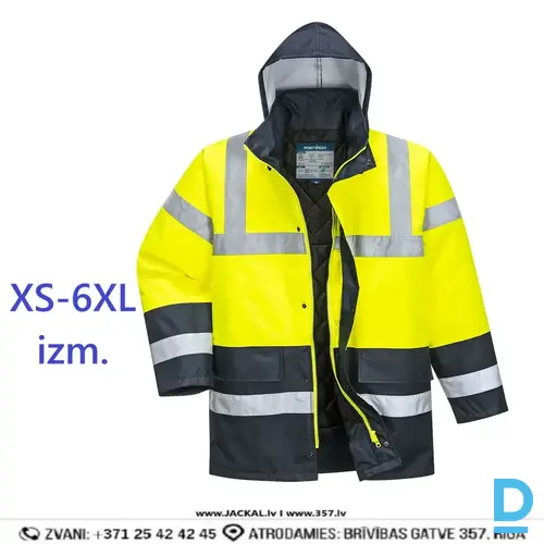 PORTWEST ESSENTIAL ES466 HI VIS Ziemas Darba Jaka Waterproof Windproof Multipocket Texpel Splash Eco Fabric Yellow Navy Blue IRELAND Drošības Darba Apģērbi Aizsargapģērbi