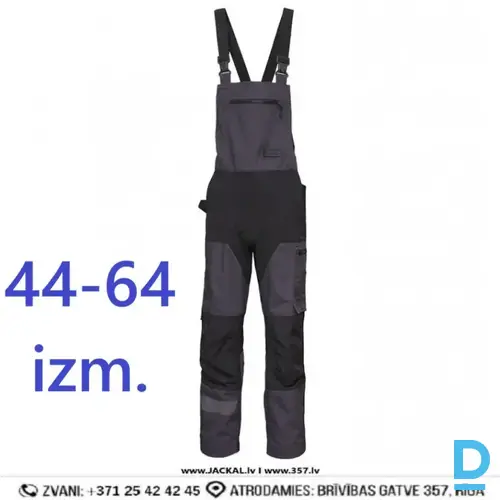 Elastīgi Darba Puskombinezoni FUSION 4 Way Stretch Nylon Multipocket Washable Grey Black Drošības Darba Apģērbi Specapģērbi Aizsargapģērbi