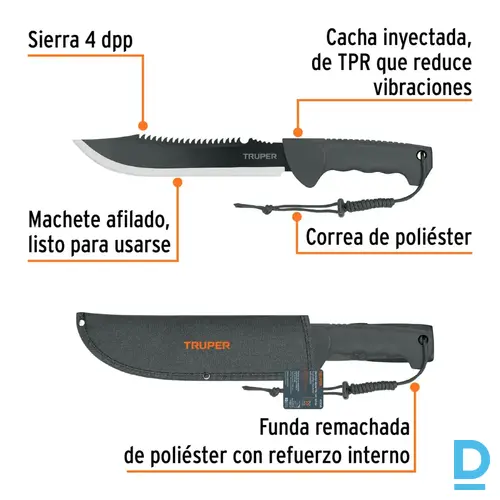 TRUPER MACH 10X Mačete Naža Tipa Pārgājieniem 25cm TPR Handle Anti Vibration Ergonomic Design Black MEXICO Rokas Darba Instrumenti TRUPER MACH 10X Mačete Naža Tipa Pārgājieniem 25cm TPR Handle Anti Vibration Ergonomic Design Black MEXICO Rokas Darba Instrumenti