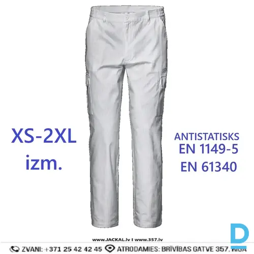 SIR ESD Antistatiskas Darba Bikses Ergonomic Design Breathable Maximum Safety White ITALY Drošības Darba Apģērbi Specapģērbi Aizsargapģērbi