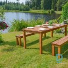 Table set “CĒSIS” Impregnated brown, table 2000x780xh740 mm, 2 steps 1760x280x420 mm