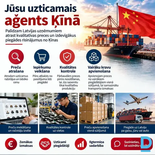Aģents Ķīnā: preču atrašana, iepirkumi un piegāde uz Latviju