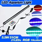 RGB akvārija gaismeklis ar pulti, 51 cm