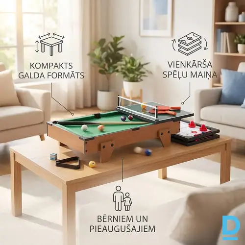 3-in-1 spēļu galds bērniem un pieaugušajiem – biljards, galda teniss, gaisa hokejs 52,5 x 32,5 x 10,5 cm 3-in-1 spēļu galds bērniem un pieaugušajiem – biljards, galda teniss, gaisa hokejs 52,5 x 32,5 x 10,5 cm