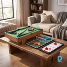 3-in-1 spēļu galds bērniem un pieaugušajiem – biljards, galda teniss, gaisa hokejs 52,5 x 32,5 x 10,5 cm
