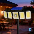 Solar LED outdoor light with 5 adjustable panels and remote