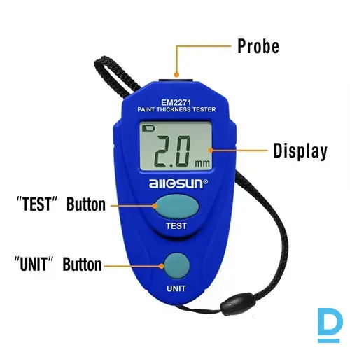 allsun EM2271 digitāls krāsas biezuma mērītājs, 0–2 mm