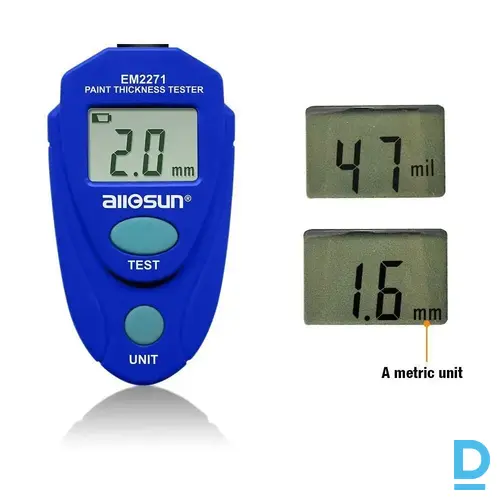 allsun EM2271 digitāls krāsas biezuma mērītājs, 0–2 mm