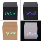 Wood-look cube LED alarm clock