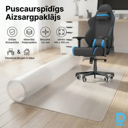 Grīdas aizsargs zem krēsla 100x140 cm, caurspīdīgs polipropilēns
