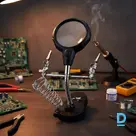 Подставка для пайки с лупой и LED-подсветкой