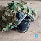 Airsoft helmet with 3D leaf camouflage overlay