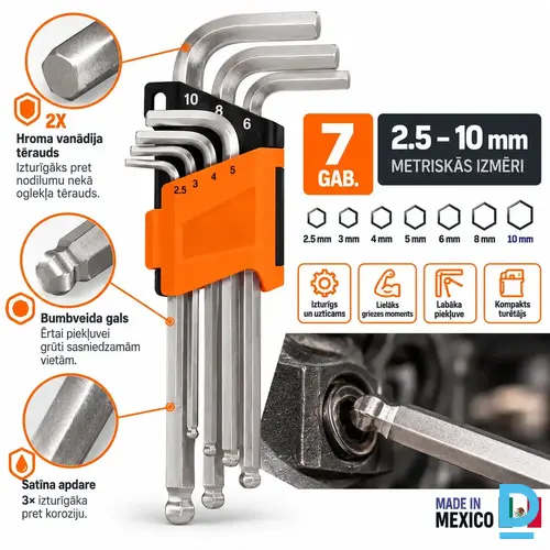 TRUPER ALLX 7M Sešstūra Atslēgu Komplekts 7 gab for DIY Enthusiasts Durable Construction Orange Black MEXICO Rokas Darba Instrumenti