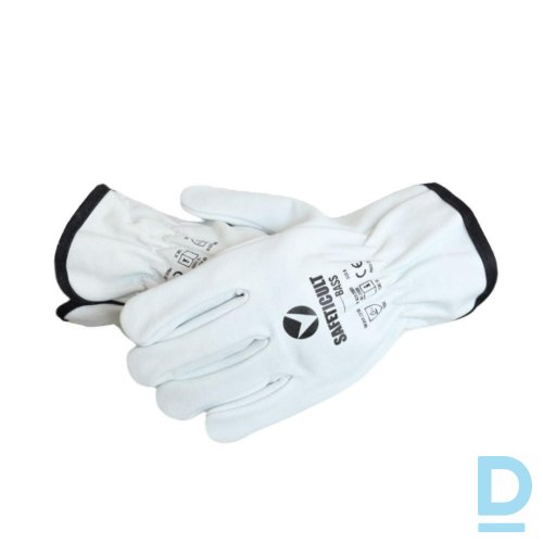 Darba Cimdi Ādas Ergonomiski Metinātāju BASS Safeticult Welding Gloves White Darba Apģērbs Aksesuārs
