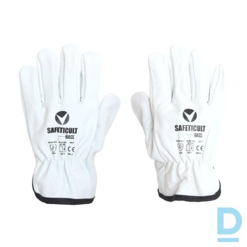Darba Cimdi Ādas Ergonomiski Metinātāju BASS Safeticult Welding Gloves White Darba Apģērbs Aksesuārs