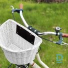 Wicker bicycle basket with handle white (P2723)