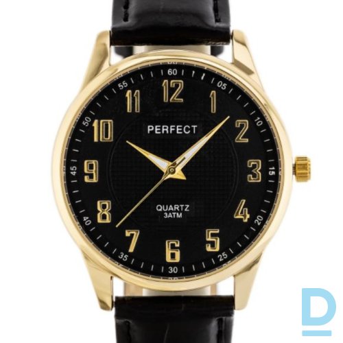 PERFECT Vīriešu rokas pulkstenis C202 (ZP327D) melna/zelta