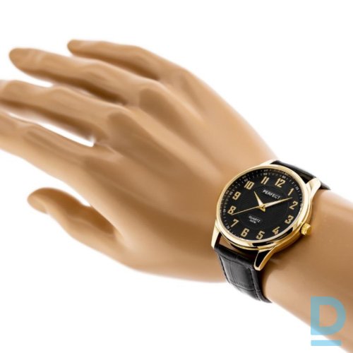 PERFECT Vīriešu rokas pulkstenis C202 (ZP327D) melna/zelta