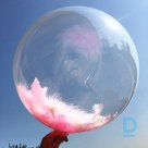 Crystal orbz balloon with feathers filled with helium