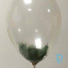 Transparent latex balloon with feathers filled with helium