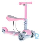 Детский 3 колесный самокат LED розовый (6626) Регулируемое сиденье, LED колеса