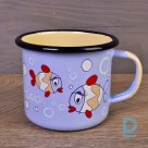 Light blue enamel cup with fish fun 350 ml for sale
