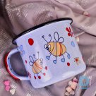 Light blue enamel mug with bees fun 350 ml for sale