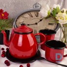 Coral red enamel teapot plain b 1300 ML for sale