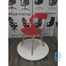 Red kitchen chairs with wooden legs