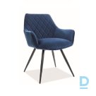 Velvet armchair Linea blue with armrests