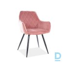 Linea pink velvet chair with armrests