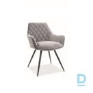 Linea gray velvet chair with armrests