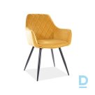 Velvet chair Linea yellow with armrests