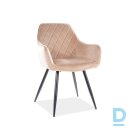 Linea beige velvet chair with armrests