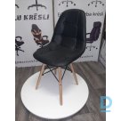 Black eco leather kitchen chairs with wooden legs