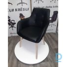 Black eco leather chairs with wooden legs